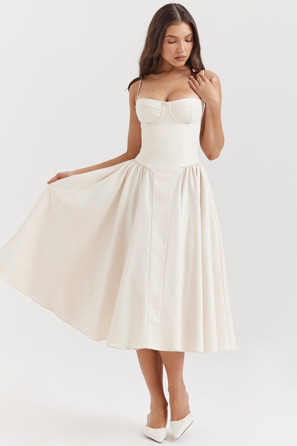 Gathered Satin Maxi Dress