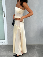 Strapless dress with sheer draping